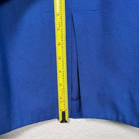 Vintage Warren Petites Sz 2P Cocktail Dress Formal Royal Blue Lattice Sleeves - Picture 12 of 12